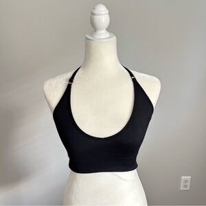 Victoria’s Secret Pink Black Ribbed Halter Bralette Size Small